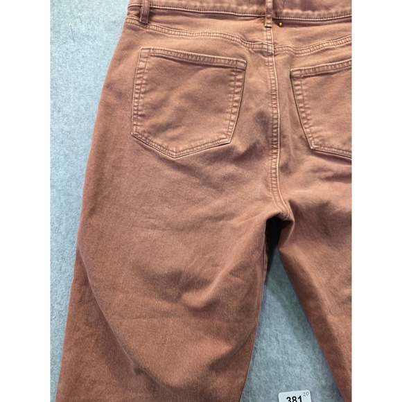 LOFT Kick Crop Jeans Terracotta Brown High Rise Raw Hem Flare Pants Womens 30/10 - Picture 16 of 16
